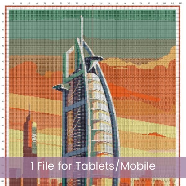Dubai UAE Travel Poster Cross Stitch Pattern