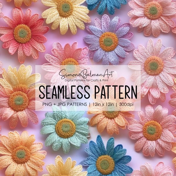 African Daisies Seamless Pattern