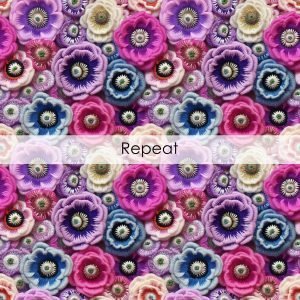 Anemone Flowers Seamless Pattern | Printable Seamless Digital Paper Pack 12x12in | Commercial Use | Sublimation | Card Making | Crafting