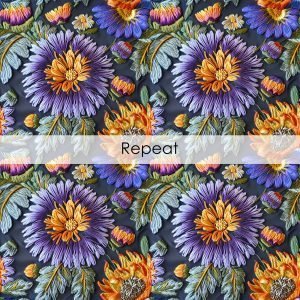 Aster Flowers Seamless Pattern | Printable Seamless Digital Paper Pack 12x12in | Commercial Use | Sublimation | Card Making | Crafting