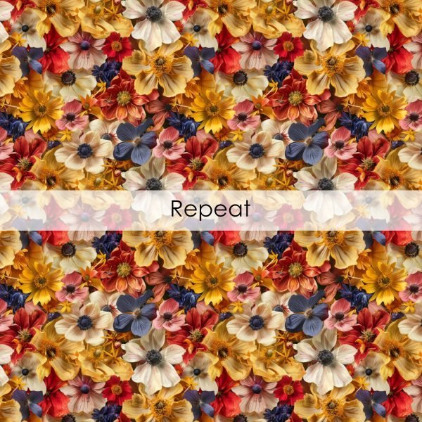 Dried Flowers Seamless Pattern | Printable Seamless Digital Paper 12x12in | Commercial Use | Sublimation | Card Making | Crafting