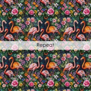 Flamingoes Oil Painting Seamless Pattern, Printable Seamless Digital Paper Pack 12x12in, Commercial Use, Sublimation, Card Making, Crafting