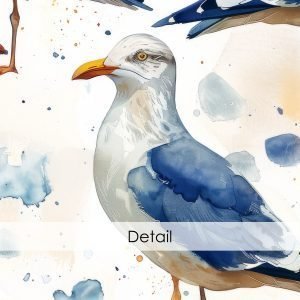 Watercolor Seagulls Seamless Pattern, Printable Seamless Digital Paper Pack 12x12in, Commercial Use, Sublimation, Card Making, Crafting. Perfect illustrations for all designs, fabric print, print-on-demand, cards, invitations, physical products, websites, and blogs.