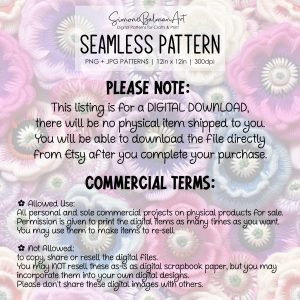 Anemone Flowers Seamless Pattern | Printable Seamless Digital Paper Pack 12x12in | Commercial Use | Sublimation | Card Making | Crafting