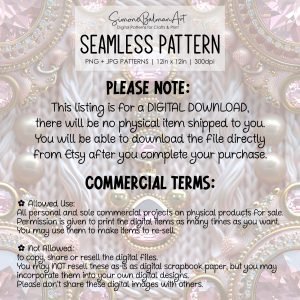 Designer Themed Seamless Pattern, Printable Seamless Digital Paper Pack 12x12in, Commercial Use, Sublimation, Card Making, Crafting