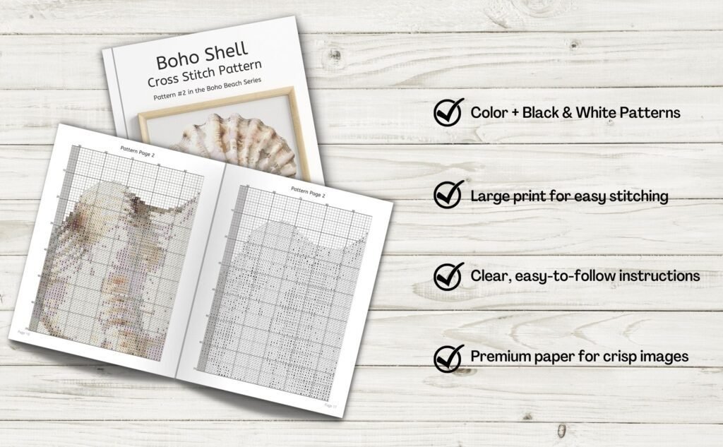 Boho Seashell Cross Stitch Pattern