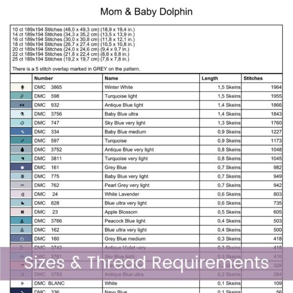 Mother & Baby Dolphin Cross Stitch Pattern