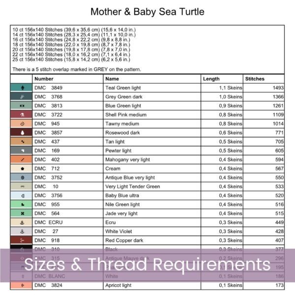 Mom and Baby Sea Turtle Cross Stitch Pattern, Ocean Nursery Decor Art, Sea Turtle Marine Life Embroidery, DIY Beach Baby Gift Cross Stitch