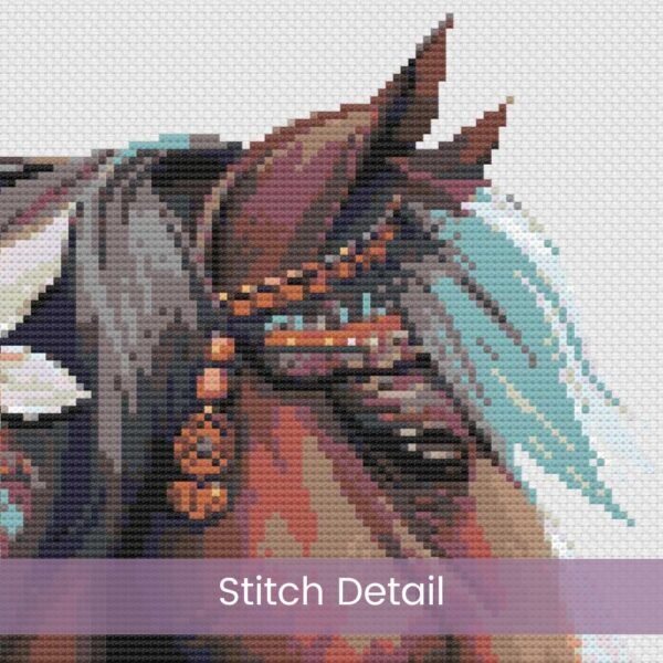 Native American Horse Cross Stitch Pattern, Tribal Horse embroidery, Southwestern Equestrian Decor, Boho Stitch Design, Handmade Tribal Art