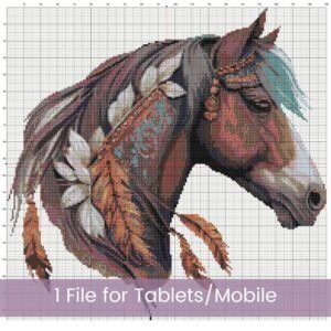Native American Horse Cross Stitch Pattern, Tribal Horse embroidery, Southwestern Equestrian Decor, Boho Stitch Design, Handmade Tribal Art