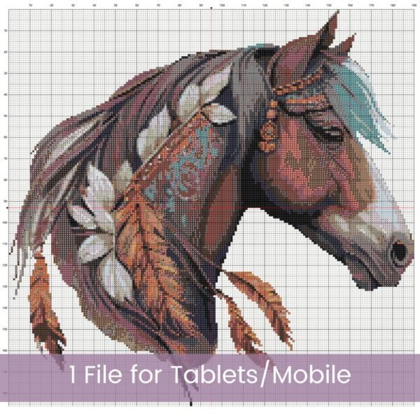 Native American Horse Cross Stitch Pattern, Tribal Horse embroidery, Southwestern Equestrian Decor, Boho Stitch Design, Handmade Tribal Art