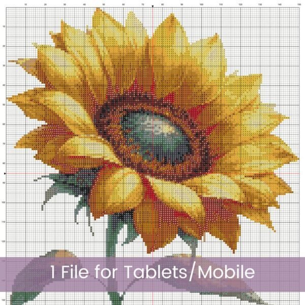 Sunflower Cross Stitch Pattern, Floral Botanical Summer Embroidery Decor, Modern DIY Nature stitch, Digital Cross Stitch, Floral Needlework