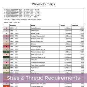 Tulip Flowers Counted Cross Stitch Pattern, Full Coverage Bunch of Tulips PDF Cross Stitch Pattern, Instant Download, Pattern Keeper Incl