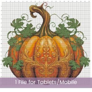 Pumpkin Cross Stitch Pattern fall Botanical Baroque Embroidery Pattern, Ornate Autumn Decor Art, Vintage Thanksgiving Halloween Cross Stitch