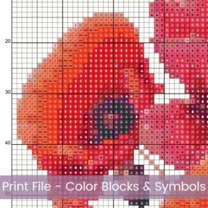 Poppy Heart Cross Stitch Pattern Artistic Nature Inspired Botanical Floral Heart Embroidery Stitch Design, Romantic DIY Home Decor Art Gift