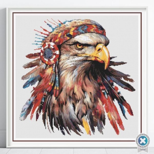 Native American Eagle Cross Stitch Pattern, Tribal Animal Eagle Pattern, Boho Western Indigenous Southwestern Decor Art, Instant Download