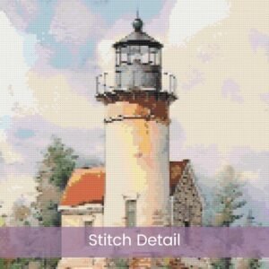 Lighthouse Cross Stitch Pattern, Nautical Ocean Embroidery, Seaside Coastal Stitch Pattern, Maritime Beach House Handmade Decor Craft Gift