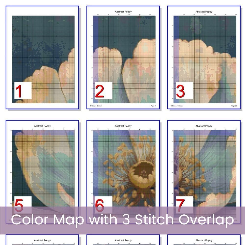 Abstract Poppy Flower Cross Stitch Pattern