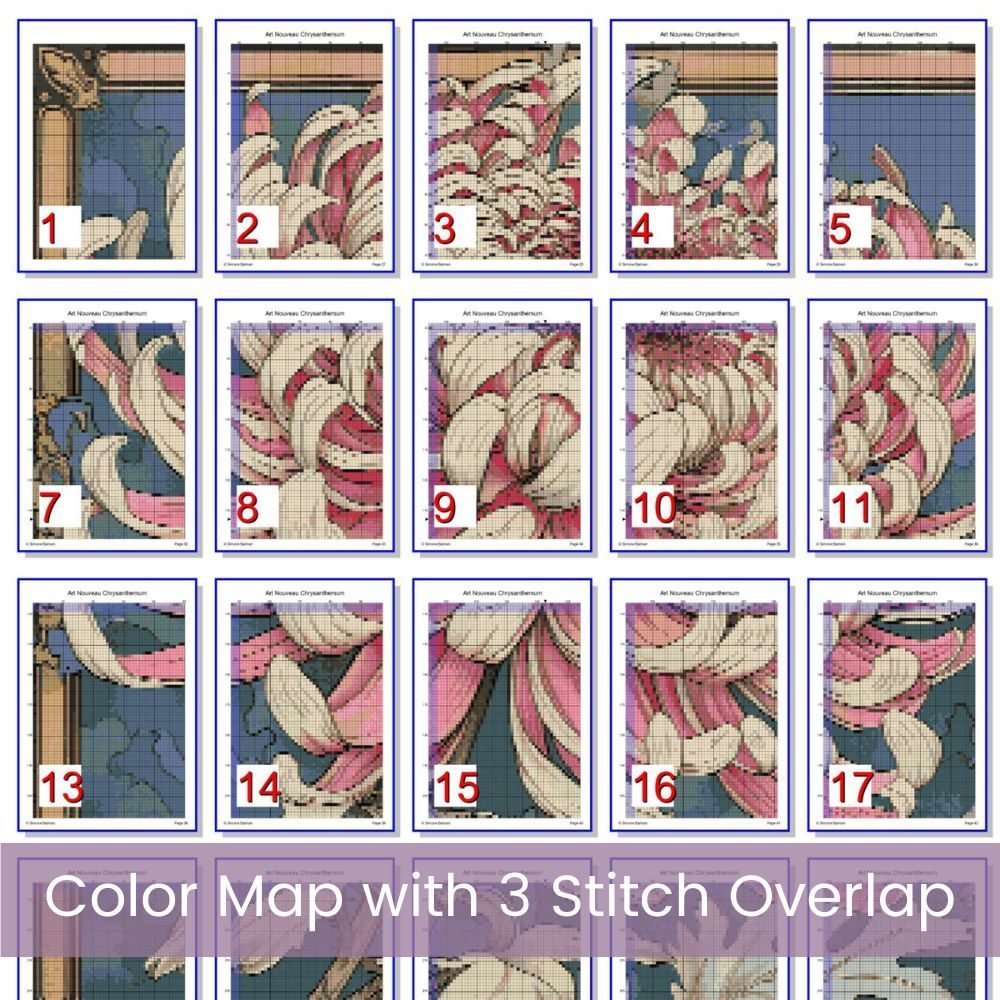 Art Nouveau Chrysanthemum Cross Stitch