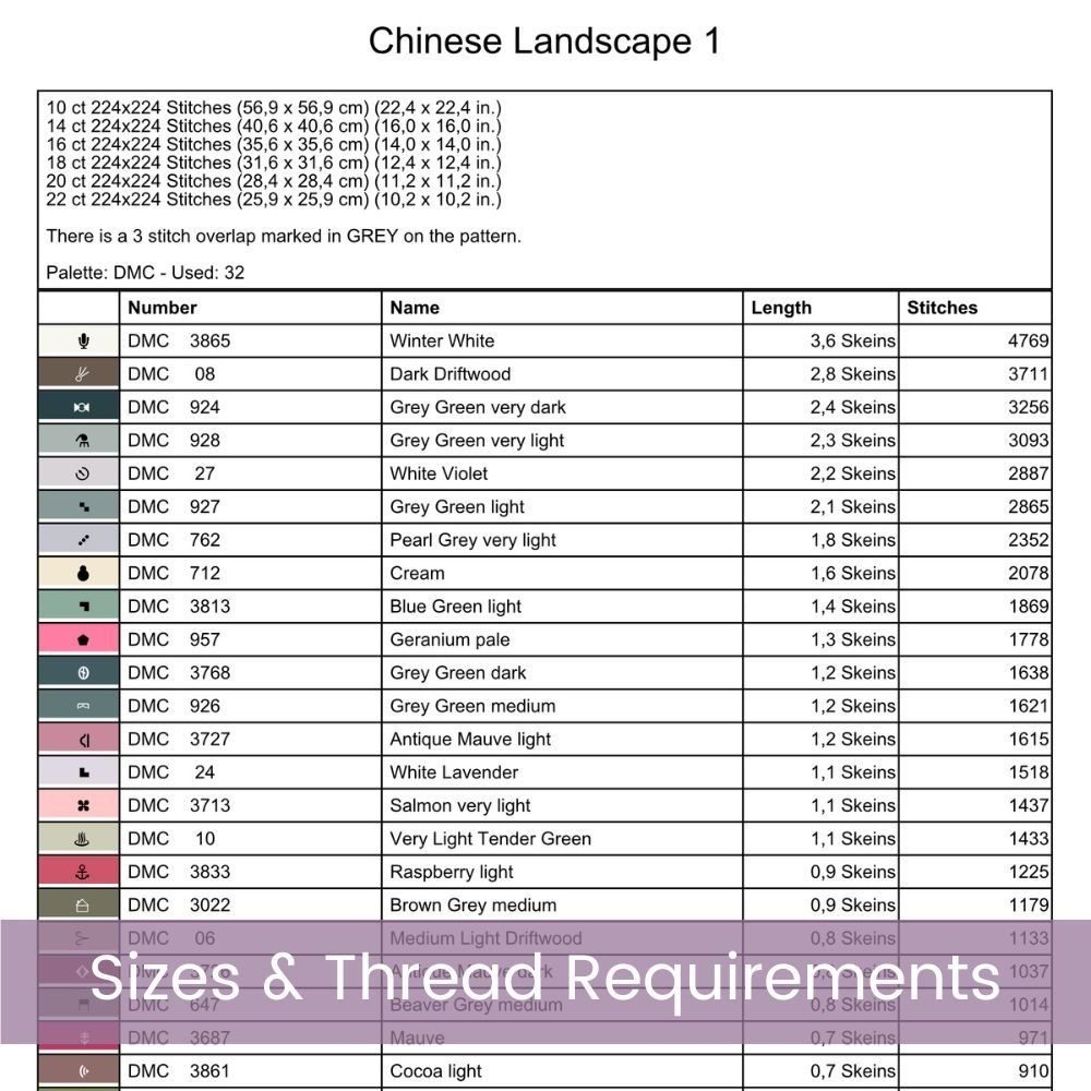 Chinese Landscape Cross Stitch Pattern