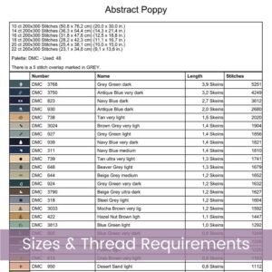 Abstract Poppy Flower Cross Stitch Pattern