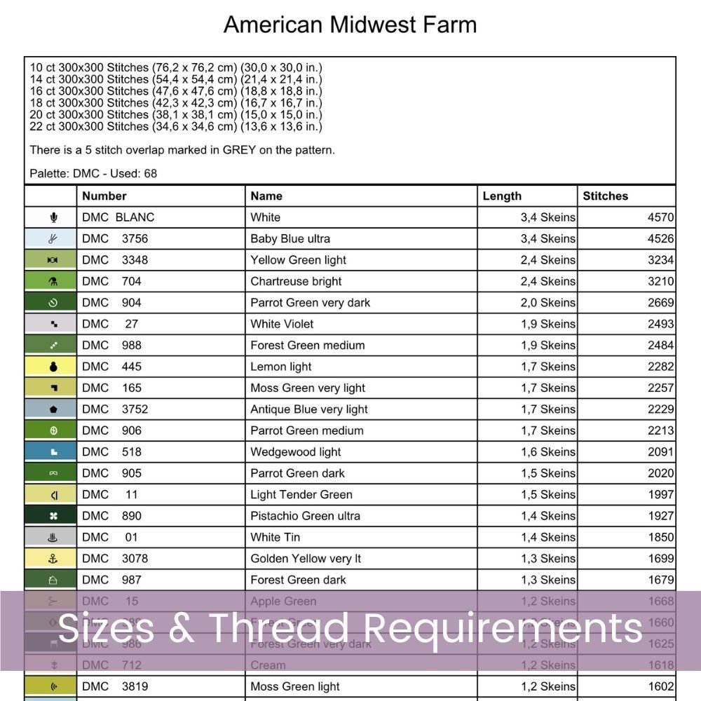 American Midwest Farm Cross Stitch Pattern