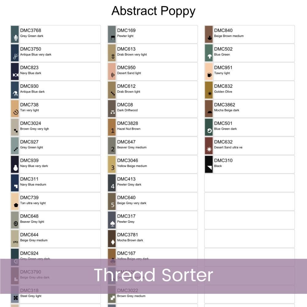 Abstract Poppy Flower Cross Stitch Pattern