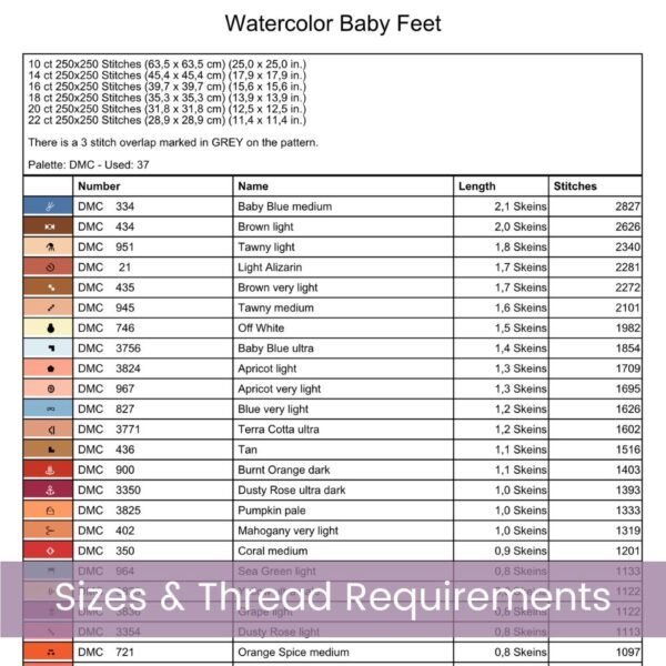 Baby Feet Cross Stitch Pattern