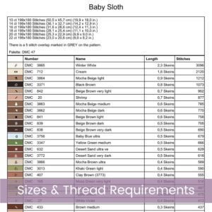 Cute Baby Sloth Cross Stitch Pattern