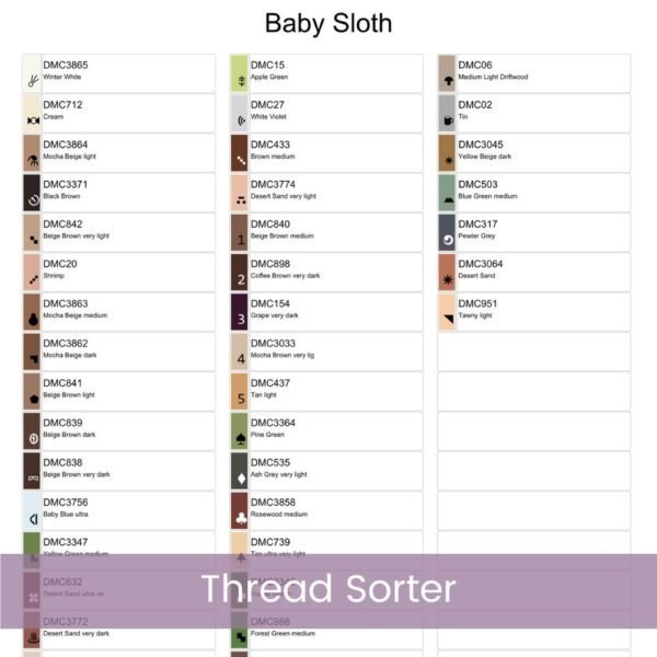 Cute Baby Sloth Cross Stitch Pattern