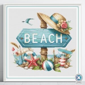 Beach Signpost Cross Stitch Pattern