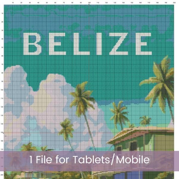 Belize Travel Poster Cross Stitch