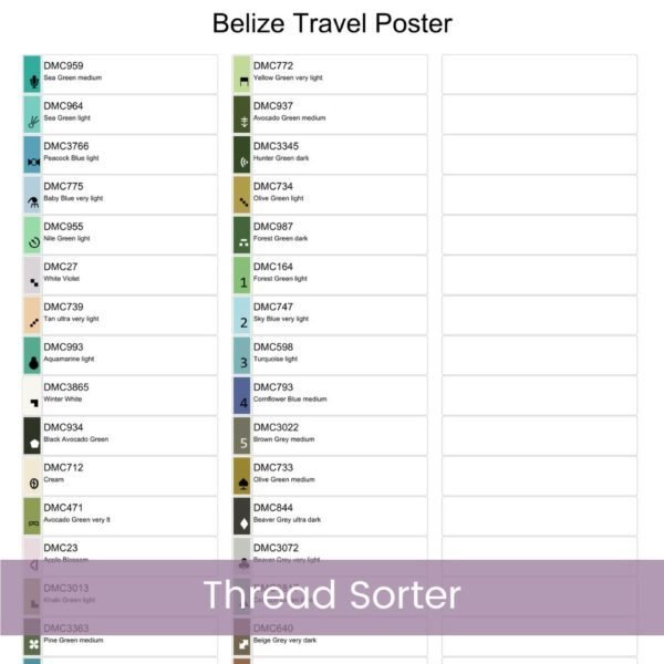 Belize Travel Poster Cross Stitch