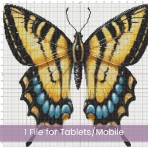 Blue & Yellow Butterfly Cross Stitch Pattern