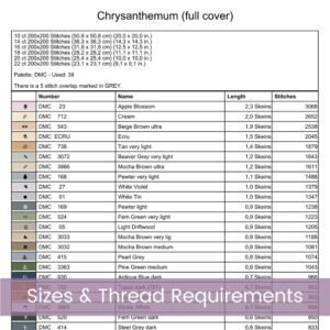 Chrysanthemum Flowers Cross Stitch Pattern