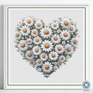 Daisy Heart Cross Stitch Pattern