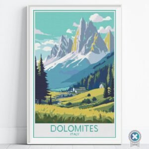 Dolomites Travel Poster Cross Stitch Pattern