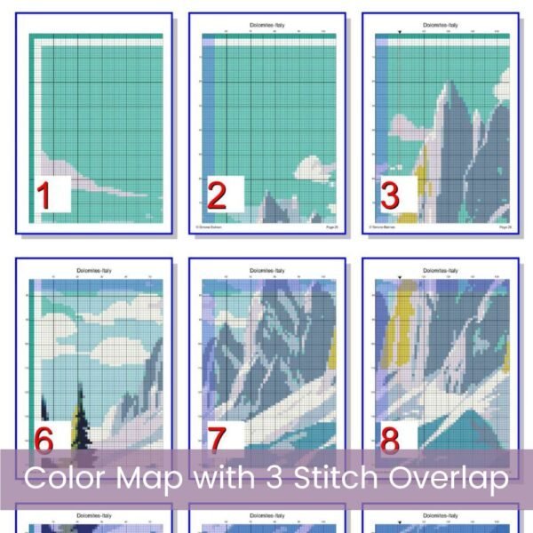 Dolomites Travel Poster Cross Stitch Pattern