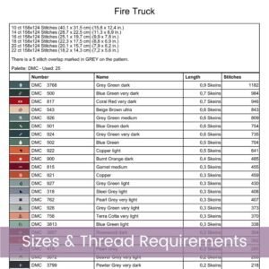 Firetruck Cross Stitch Pattern