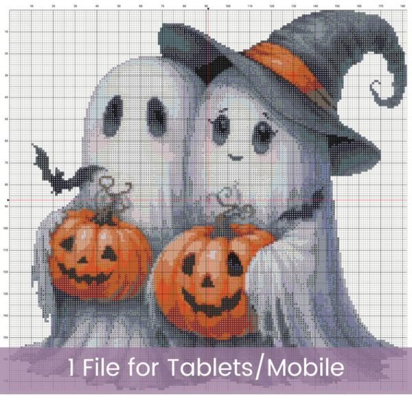 Cute Ghost Pair Cross Stitch Pattern