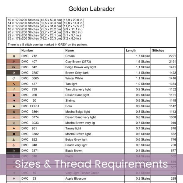 Golden Labrador Cross Stitch Pattern