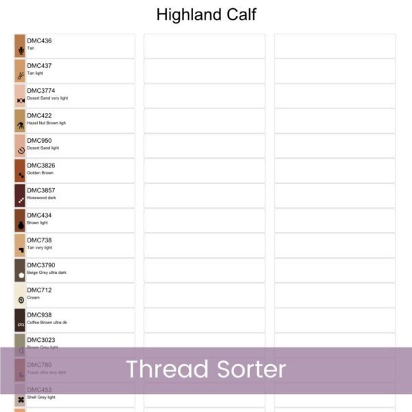 Highland Cow Cross Stitch Pattern / Scottish Calf Digital PDF Cross Stitch Pattern Instant Download / Pattern Keeper & iBook files included