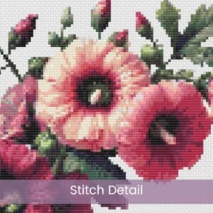 Hollyhock Wreath Cross Stitch Pattern
