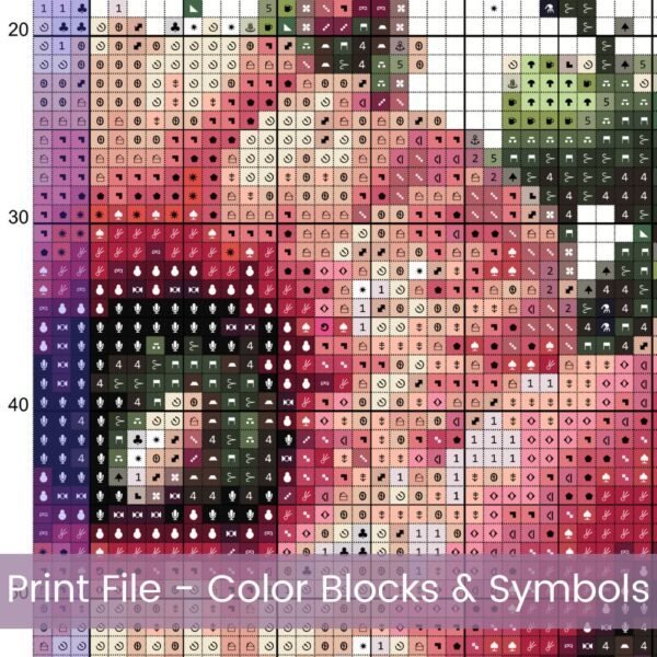 Hollyhock Wreath Cross Stitch Pattern