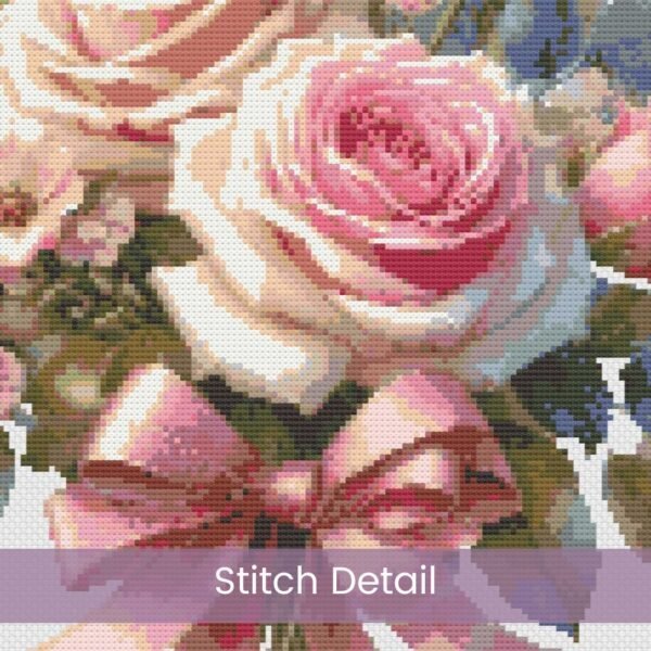 June Birth Month Flower Counted Cross Stitch PDF Pattern, Roses Cross Stitch Pattern, Instant Download, Modern Floral Cross Stitch Gift