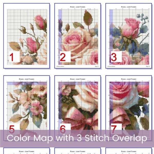 June Birth Month Flower Counted Cross Stitch PDF Pattern, Roses Cross Stitch Pattern, Instant Download, Modern Floral Cross Stitch Gift