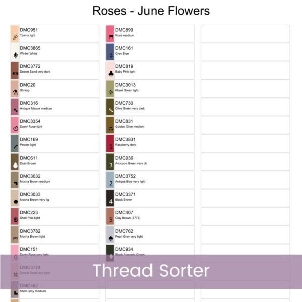 June Birth Month Flower Counted Cross Stitch PDF Pattern, Roses Cross Stitch Pattern, Instant Download, Modern Floral Cross Stitch Gift