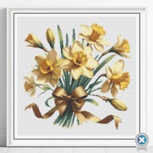 March Birth Month Flower Cross Stitch Pattern