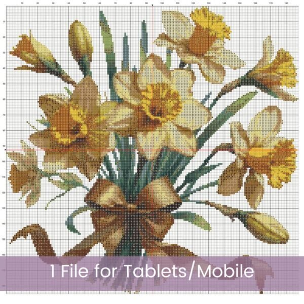 March Birth Month Flower Bunch Cross Stitch Pattern