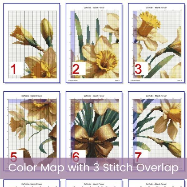 March Birth Month Flower Bunch Cross Stitch Pattern